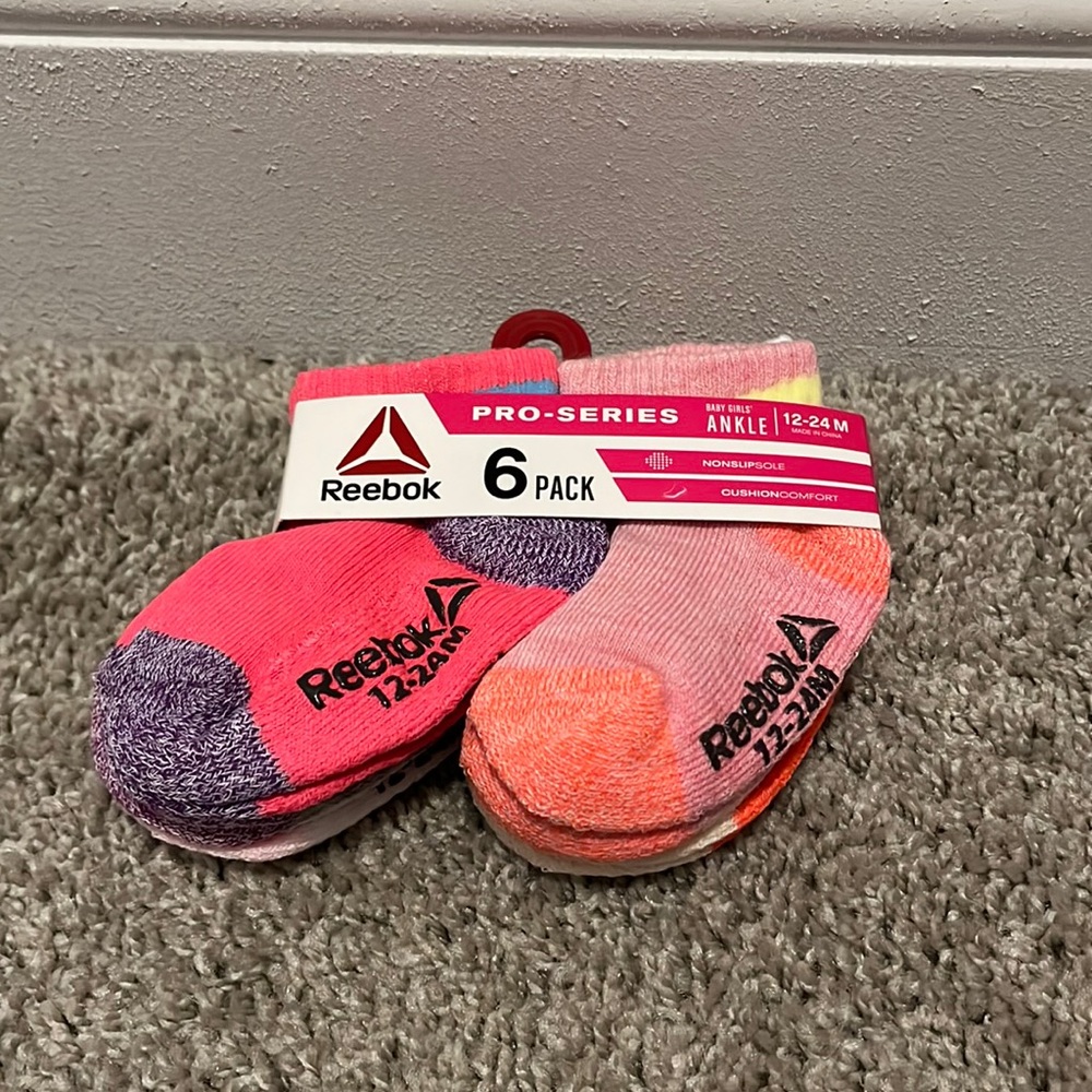 Reebok baby girls ankle socks, 6 pack